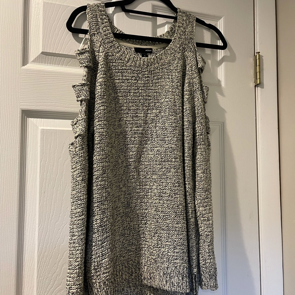 Aqua cold shoulder sweater